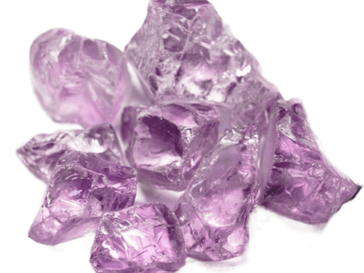 Pale lilac amethyst crystals in rough, tumbled form.