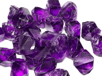 Raw Uruguayan amethyst crystals with intense purple saturation.